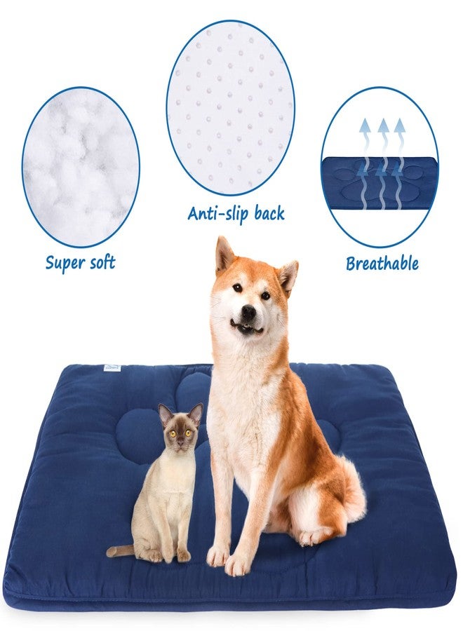 Coldwind Dog Crate Pad(23"x 36"),Washable Crate Mat with Anti-Slip Bottom, Dog Mats for Sleeping, Breathable Kennel Pad,Dark Colored to Hide Stains, Navy - Image 2